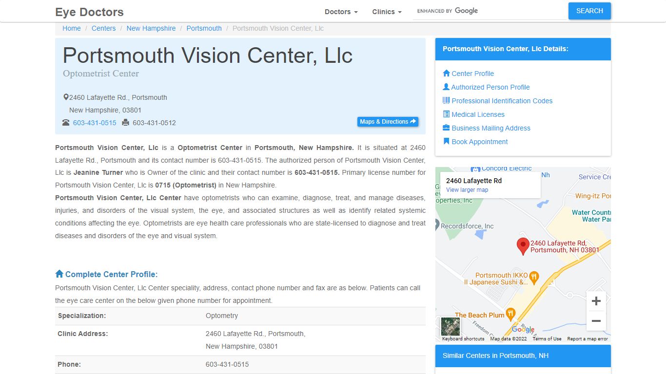 Portsmouth Vision Center, Llc - Eye Care Clinic in Portsmouth, NH